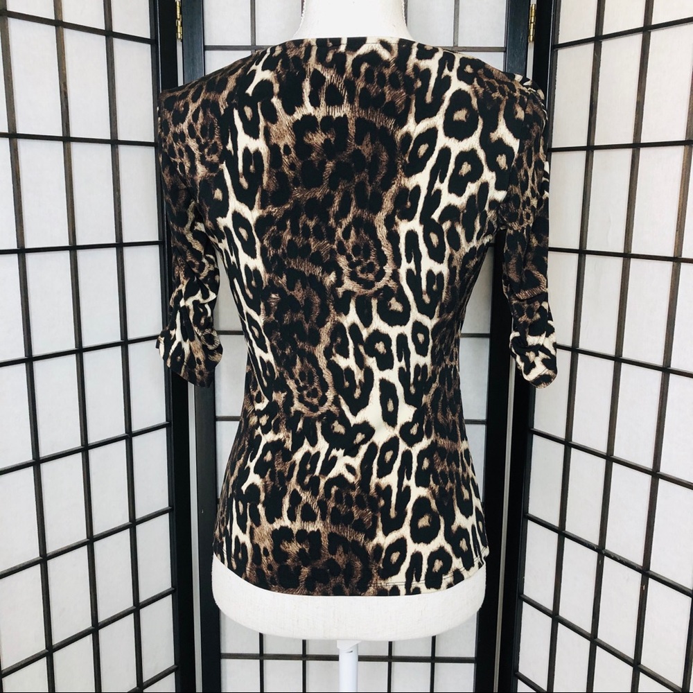 🏆HP🏆 PETITE Leopard Print Ruche Blouse - Picture 3 of 3